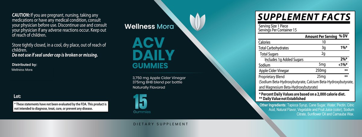 Daily ACV Gummies 15 Days Supply supplement facts