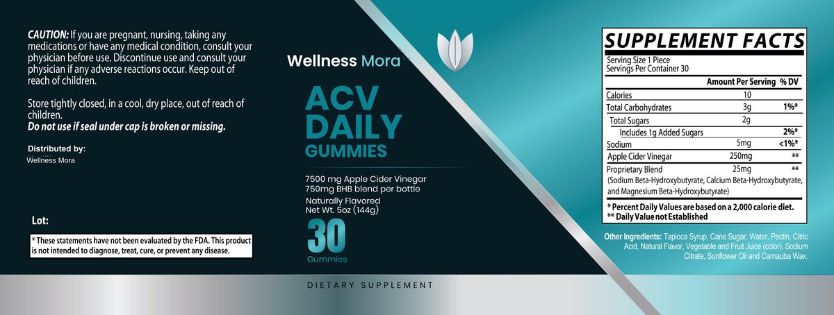 Daily ACV Gummies 30 Days Supply supplement facts