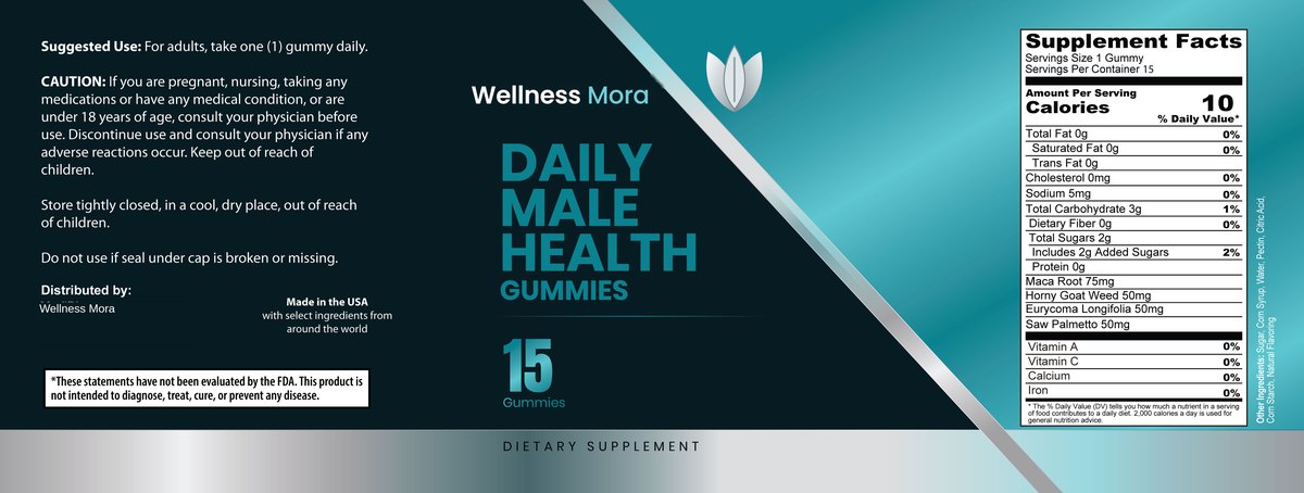 Daily Male Health Gummies 15 Days Supply supplement facts
