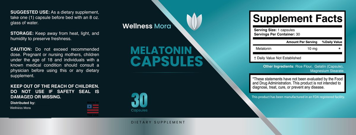 Melatonin Capsules 30 Days Supply supplement facts