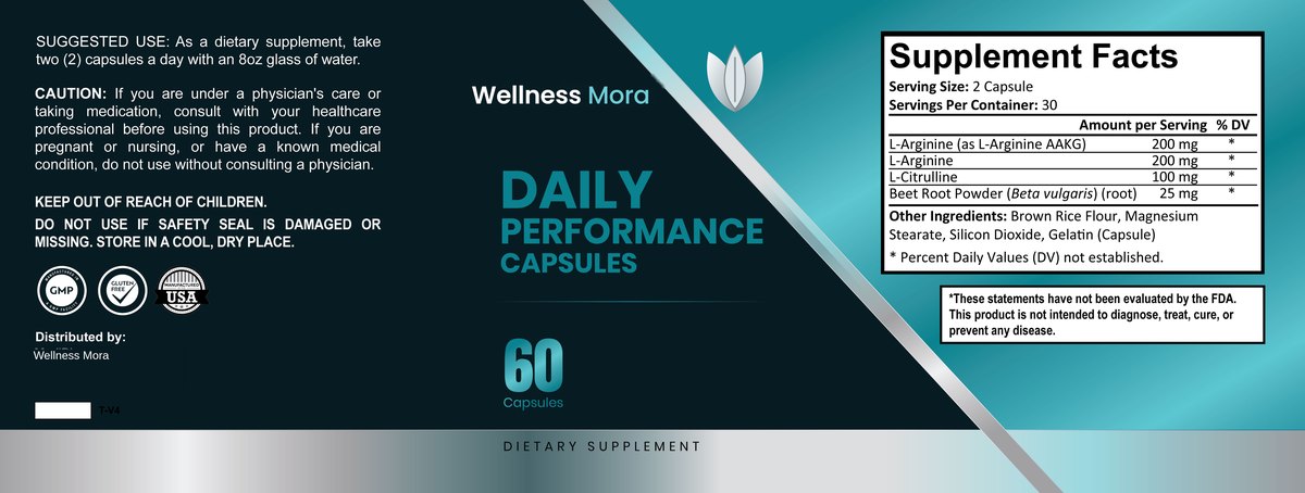 Daily Performance Capsules 30 Days Supply supplement facts